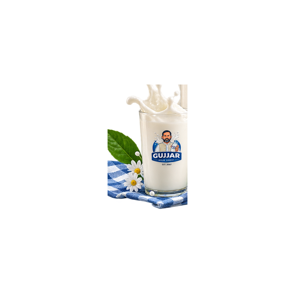 Gujjar chilled dairy glass packshot for Sweet Lassi