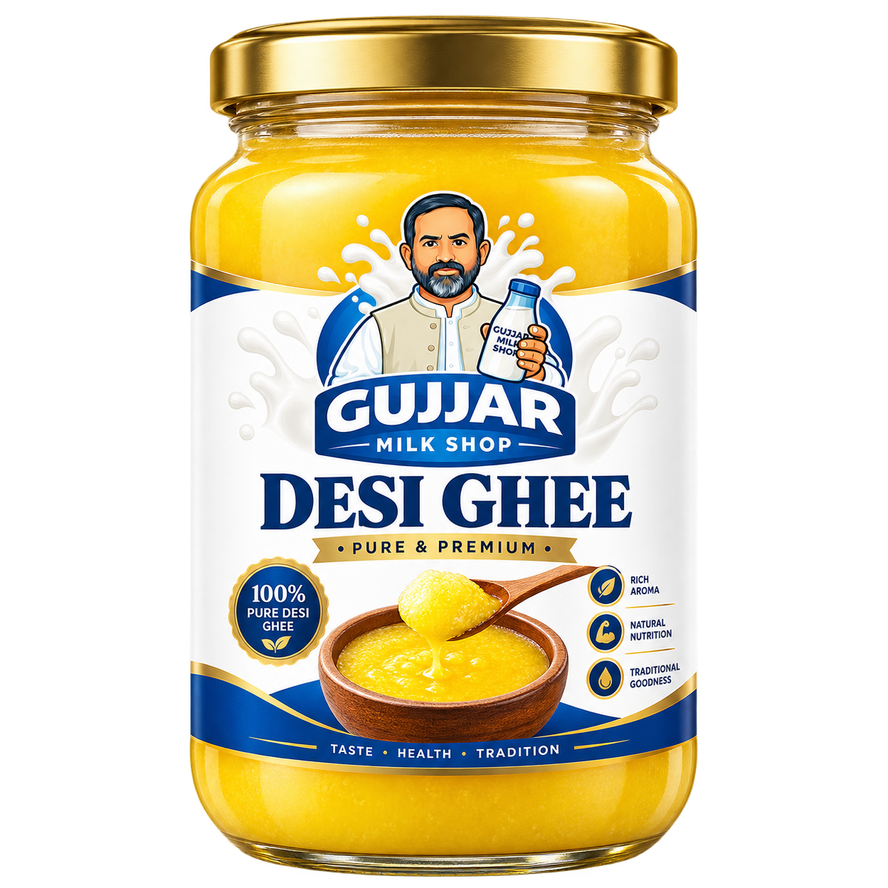 Gujjar Pure Desi Ghee jar package